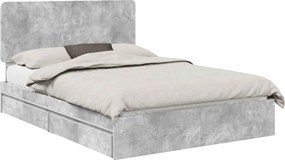 vidaXL Tárolós Ágy fejtámlával Beton Szürke 150 x 200 cm Faanyag