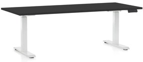 Állítható magasságú asztal OfficeTech D, 180 x 80 cm, fehér alap, fekete