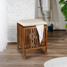 Wenko Fürdőszoba szék akáciából, Fondi ülőkével,52 x 39 x 39 cm