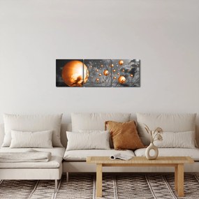 Narancssárga absztrakt gömbök képe (órával) (90x30 cm)