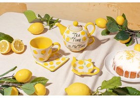 Sárga-fehér kerámia bögre 250 ml Lemon – Sass &amp; Belle