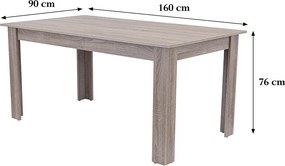 Yorki Standard étkezőasztal 160x90 cm yorki tölgy