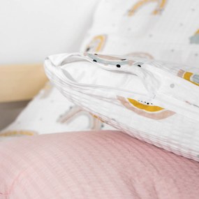 Goldea gyermek krepp ágyneműhuzat duo - festett szivárványok - púderrózsaszín hátoldal 140 x 200 és 70 x 90 cm