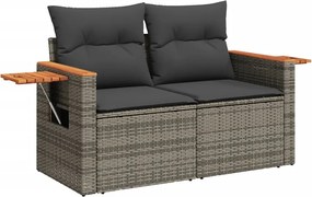 vidaXL 2 személyes szürke polyrattan kerti kanapé párnával