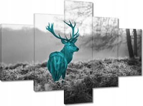 Vászonkép 100x70 Türkiz szarvas agancsokkal