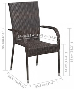 4 db barna rakásolható polyrattan kültéri szék
