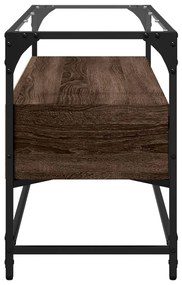barna tölgy színű szerelt fa TV-szekrény üveglappal 98x35x51 cm