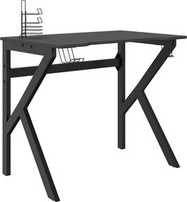 vidaXL fekete K-lábú gamer asztal 90 x 60 x 75 cm