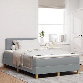 Boxspring Ágy matraccal és LED-del Világosszürke 120x200 cm Szövet