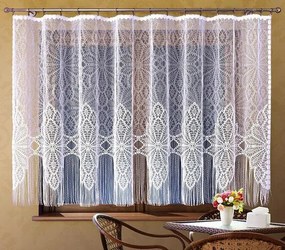 Mg Függöny jacquard Rozetta Fehér 150X225 szalaggal