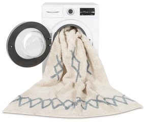 Kék-krémszínű mosható kézi szövésű pamut szőnyeg 120x160 cm Atlas Natural – Lorena Canals