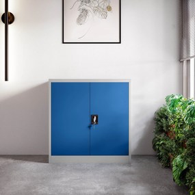 Alacsony fém irattartó szekrény BEATA, 900 x 930 x 400 mm, szürke-kék