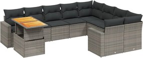 vidaXL 10 részes szürke polyrattan kerti ülőgarnitúra párnákkal