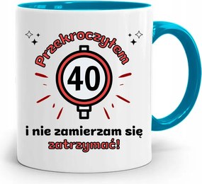 Születésnapra 40 40-es 40-es Bögre Kék Ajándék fényképes nyomattal