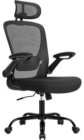 ergonomikus irodai szék, forgószék hálós háttámlával, fekete színben