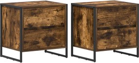 vidaXL Éjjeli asztal 2 pcs Füstös tölgy 50 x 39.5 x 50 cm Faanyag