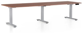 OfficeTech Long állítható magasságú asztal, 260 x 80 cm, szürke alap, dió