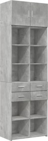vidaXL betonszürke szerelt fa tárolószekrény 70 x 42,5 x 225 cm