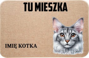 Lenvászon Lábtörlő Cicával A Bejáratnál Itt Lakik A Cicád Neve