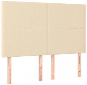 krémszínű szövet ágykeret matrac nélkül 140 x 200 cm