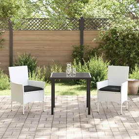 Kert étkező szett párnával 3 pcs Fehér Poli rattan