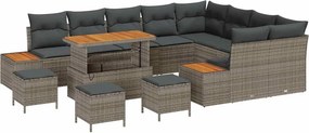 vidaXL Kerti Kanapé Szett párnával tárolóval 13 pcs Szürke Poli rattan