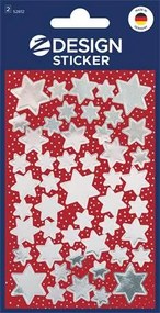 Matrica, 2 ív, 76x120 mm, AVERY ZWECKFORM, Z-Design No.52812, ezüst csillagok (AY52812)