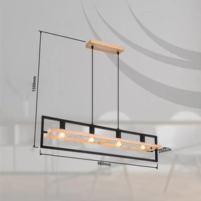 Globo 15575-4H - Kábellel függesztett ERICA csillár 4xE27/40W/230V fekete/bézs