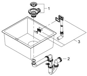 GROHE 31653AP0 - Mosogató K700U 457 × 406 mm kő/fekete