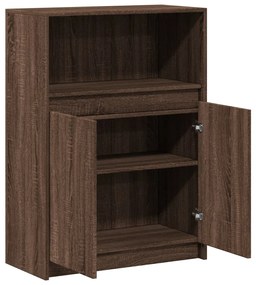 barna tölgy színű szerelt fa tálalószekrény LED-del 72x34x100cm