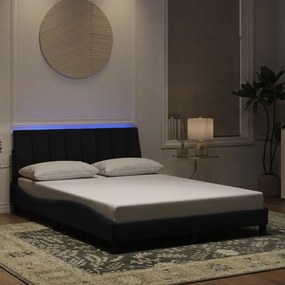 fekete bársony ágykeret LED-világítással 120 x 200 cm