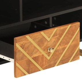 barna és fekete tömör mangófa TV-szekrény 100x33,5x46 cm