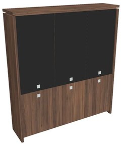 Verno magas szekrény 188 x 46 x 210 cm, kombinált ajtó, dió / fekete