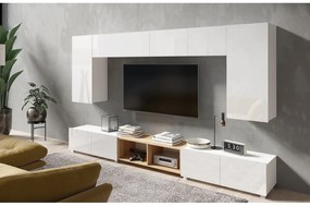 Nappali fal Calabria C23 WHITE (fehér + arany tölgy) (világítás nélkül). Akció -17%. 1051556