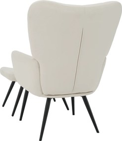 Fotel lábtartóval, fehér Velvet szövet/fekete, HABEN