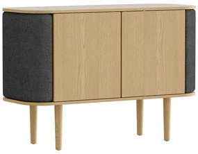 Antracitszürke-natúr színű alacsony komód tölgyfa dekorral 109x75 cm Treasures – UMAGE