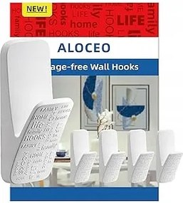 Öntapadó Falra Szerelhető Akasztók Konyhába, Fürdőszobába, Fehér, 5 db