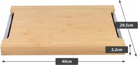 Bambusz vágódeszka alumínium csepptálca 40 x 29 x 3,5 cm