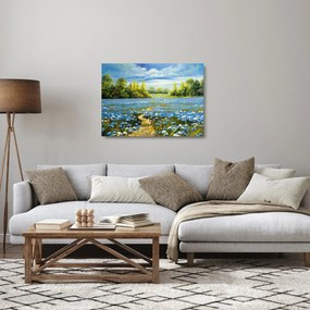 Kép - ösvény a mezőn, olajfestmény (üvegen) (70x50 cm)