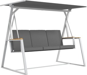 Outsunny 3-személyes Kerti Hinta, Állítható Tetőelhelyezéssel, Mattressel, Acél Konstrukció, Méretek: 205L x 130W x 175H cm, Sötétszürke | Aosom