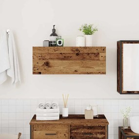antik fa színű szerelt fa fali fürdőszobaszekrény 80x25x30 cm