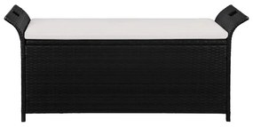 vidaXL fekete polyrattan tárolópad párnával 138 cm