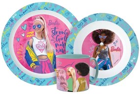 Barbie étkészlet, micro műanyag szett bögrével 265 ml