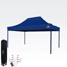 Kiállítási sátor 3x4,5m (45mm acél) | Gyors összeszerelés, hosszú élettartam - 3 oldalfal nélkül - Kék