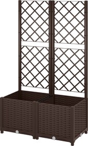 Outsunny PP Rácsos Virágtartó Nagy Kültéri Virágtartó Drénező Lyukakkal és Vízgyűjtővel mászó növények számára, Virágtartó Állvánnyal 80x40x135 cm Bar