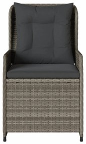 2 db szürke polyrattan dönthető kerti szék