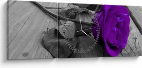 Kép - Lila rózsa zöld szárral (órával) (90x30 cm)