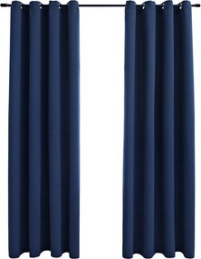 vidaXL 2 db kék sötétítőfüggöny fémgyűrűkkel 140 x 175 cm