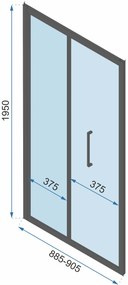 Rea Rapid Fold, 3 falú zuhanykabin 100 (ajtó) x 100 (fal) x 100 (fal) x 195 cm, 6/4mm átlátszó üveg, arany fényes profil, KPL-09408