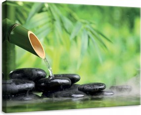 Vászonkép 70x50 Spa relaxáció zen kövek bambusz víz nyugalom harmónia természet